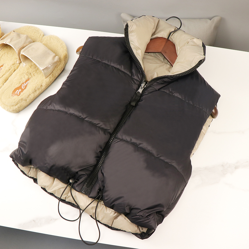 Chaleco-여성 겨울 자른 조끼, 따뜻한 패션 민소매 겉옷, 높은 칼라 조끼, 2021